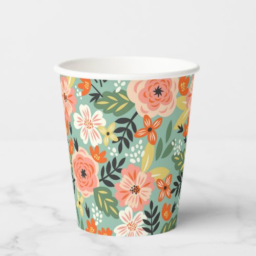 Garden Floral Pattern Paper Cups
