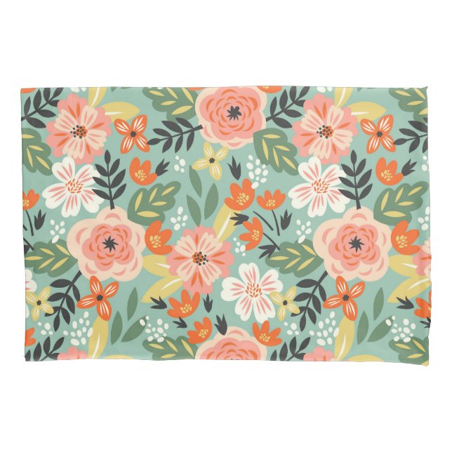 Garden Floral Pattern Pillow Case (Front-Left)