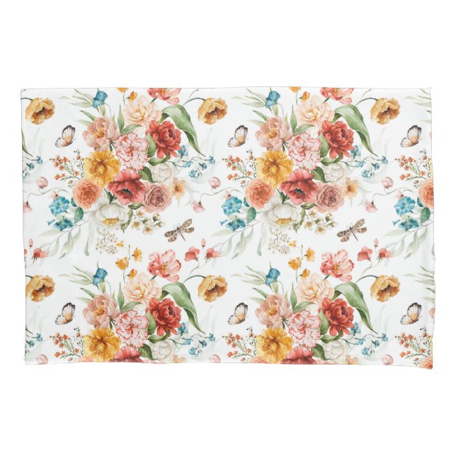 Garden Floral Pattern Pillow Case (Front)