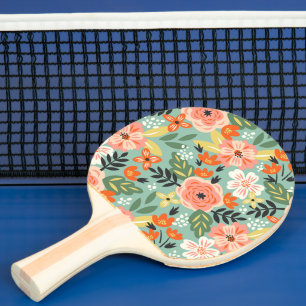 Garden Floral Pattern Ping Pong Paddle