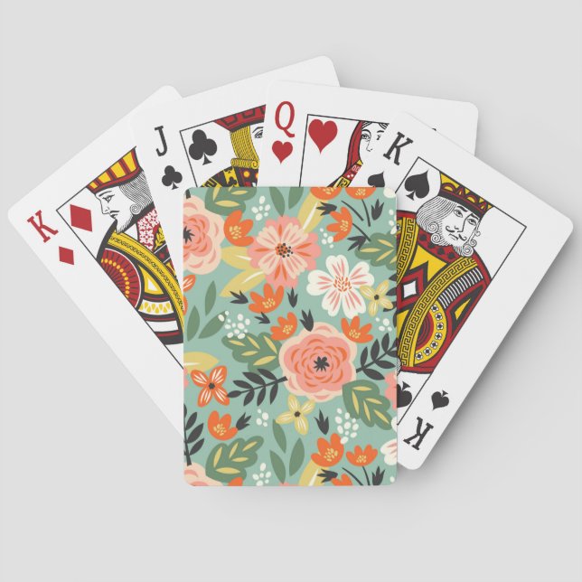 Garden Floral Pattern Poker Cards (Back)