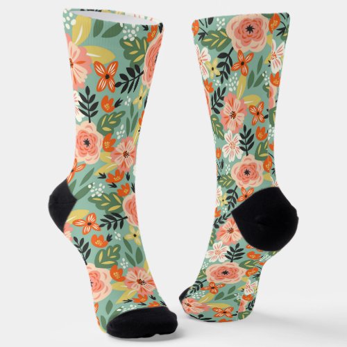 Garden Floral Pattern Socks