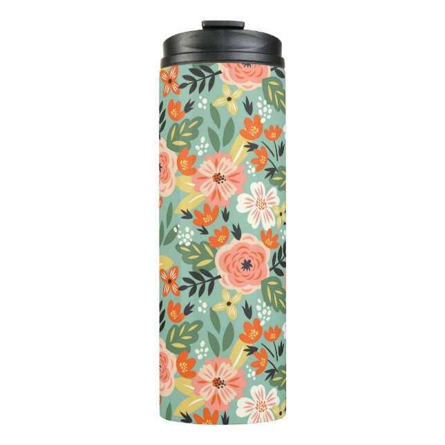 Garden Floral Pattern Thermal Tumbler (Front)