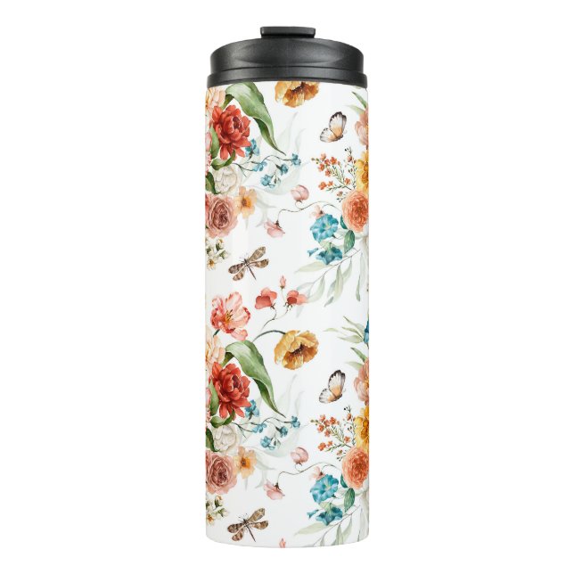 Garden Floral Pattern Thermal Tumbler (Front)