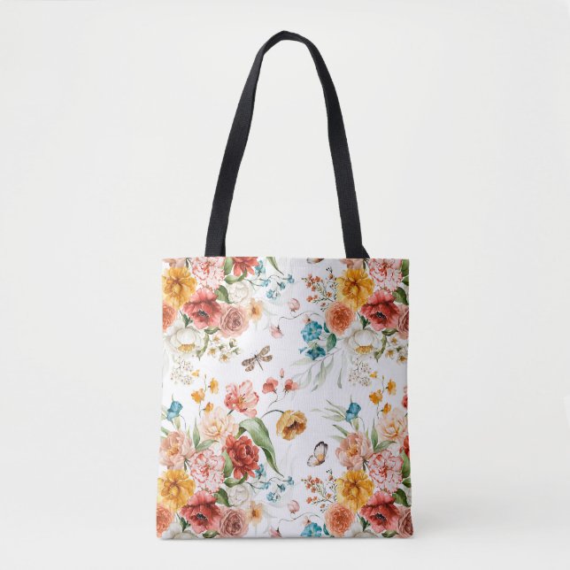 Garden Floral Pattern Tote Bag (Front)