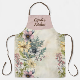 Garden Floral Personalized All Over Print Apron