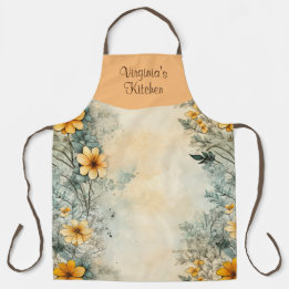 Garden Floral Personalized All Over Print Apron