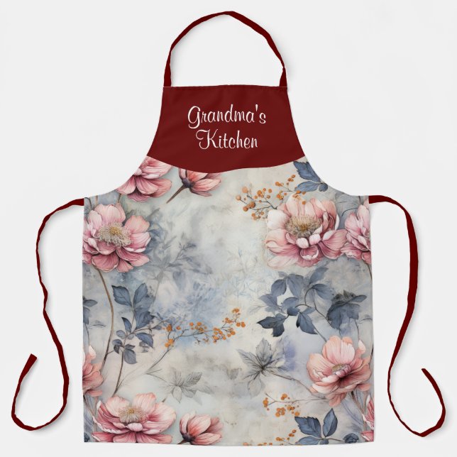 Garden Floral Personalized All Over Print Apron (Front)