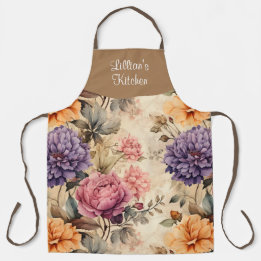 Garden Floral Personalized All Over Print Apron