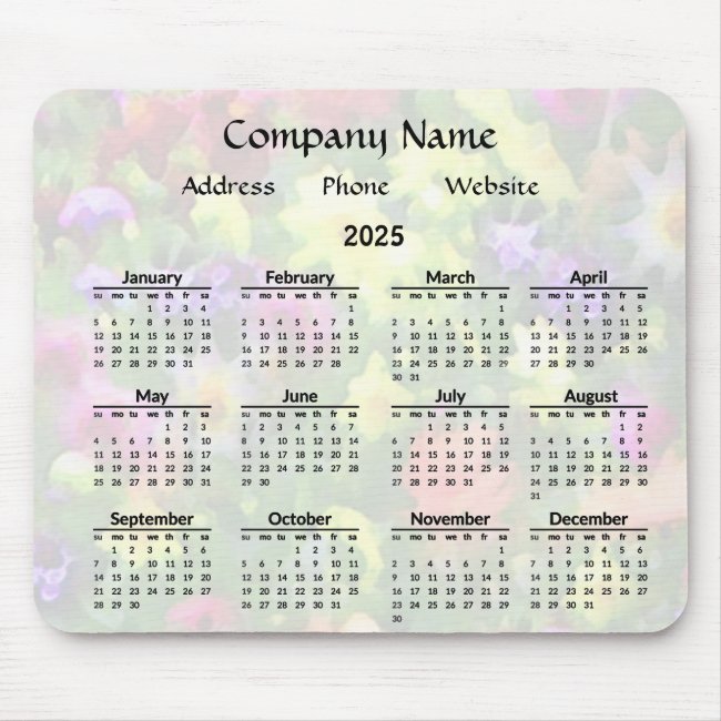 Garden Floral Promotional Business 2025 Calendar