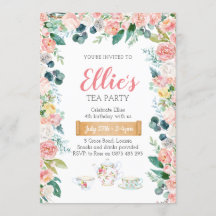 Garden floral tea party invitation