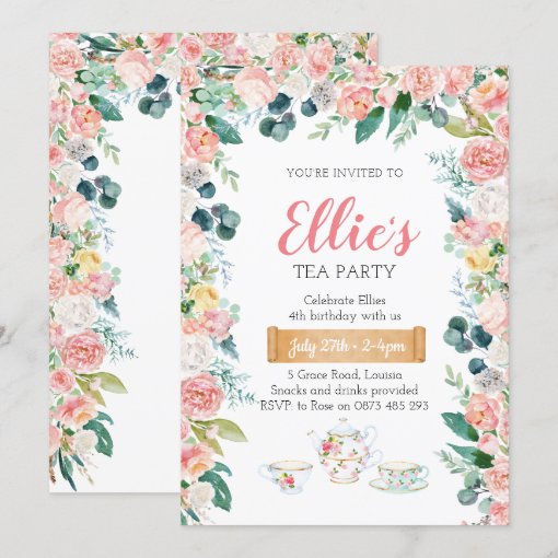 Garden floral tea party invitation | Zazzle