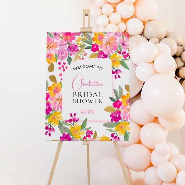 Garden floral watercolor bridal shower welcome foam board (Garden floral watercolor bridal shower welcome foam board)