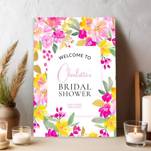 Garden floral watercolor bridal shower welcome poster