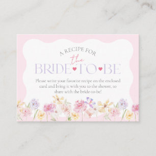 Garden Floral Wavy Modern Bridal Shower Recipe Enclosure Card