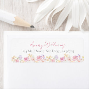 Garden Floral Wavy Modern Bridal Shower Recipe Label