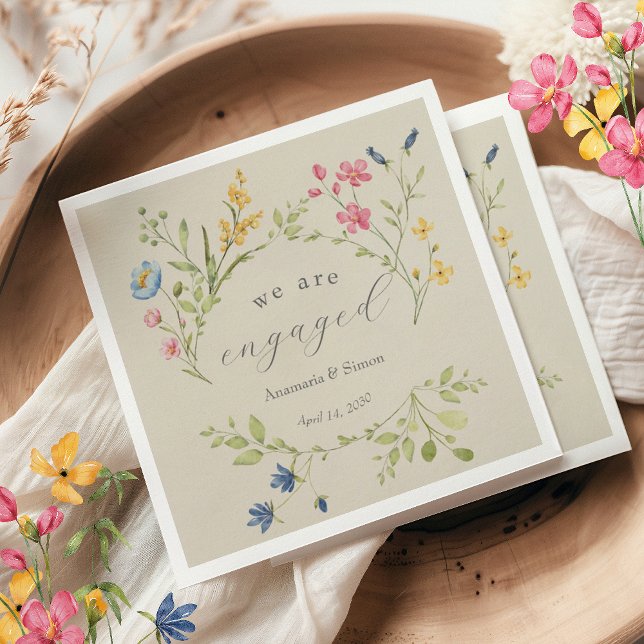 Garden Floral We Are Engaged Party Napkins (Creator Uploaded)