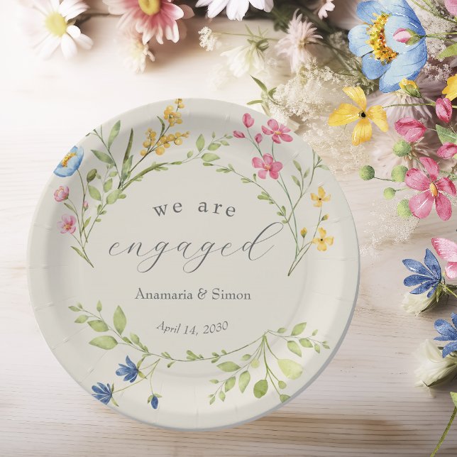 Garden Floral We Are Engaged Party Paper Plates (Creator Uploaded)