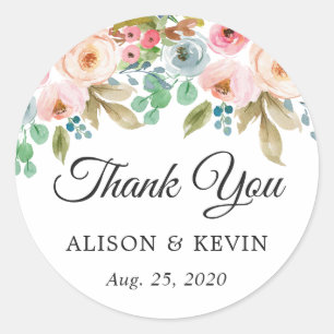 Garden Floral Wedding Favor Thank You Sticker