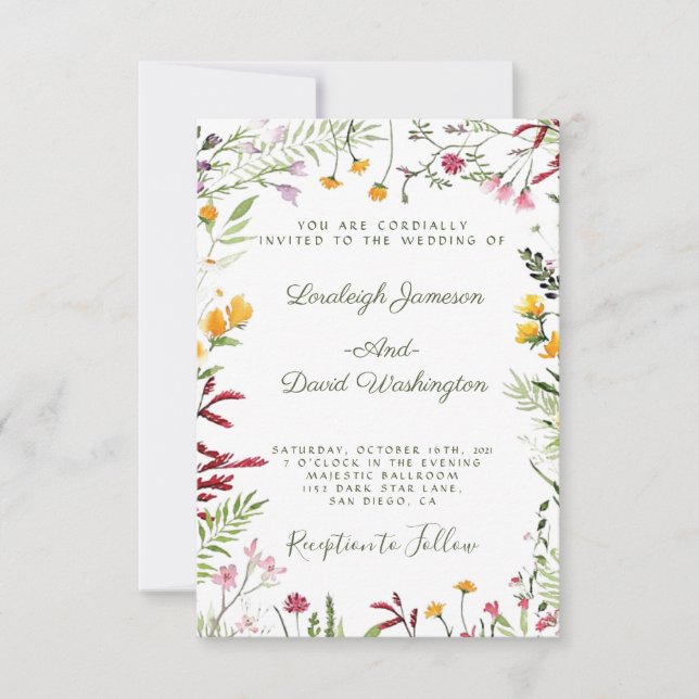 Garden floral wedding invitation (Front)