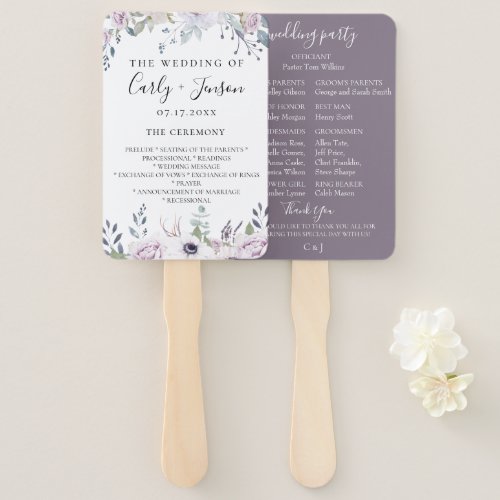 Garden Floral Wedding Program Hand Fans