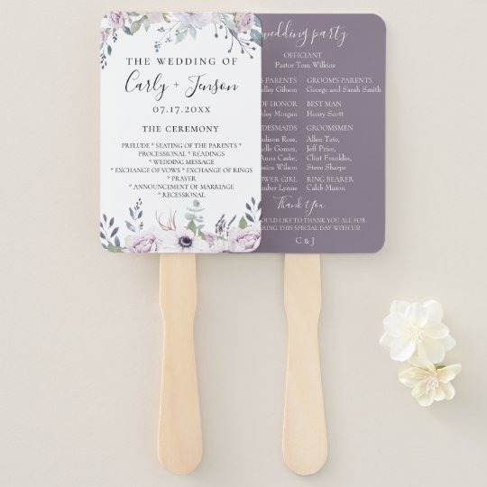 Garden Floral Wedding Program Hand Fans Zazzle Com