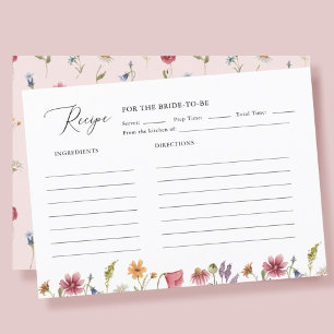 Garden Floral Wildflower Bridal Shower Recipe Enclosure Card