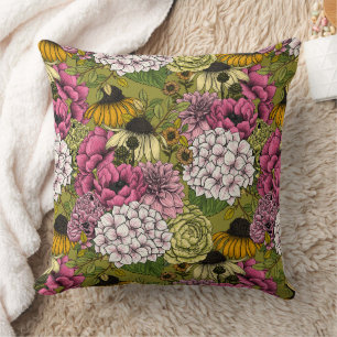 Garden florals 2 throw pillow