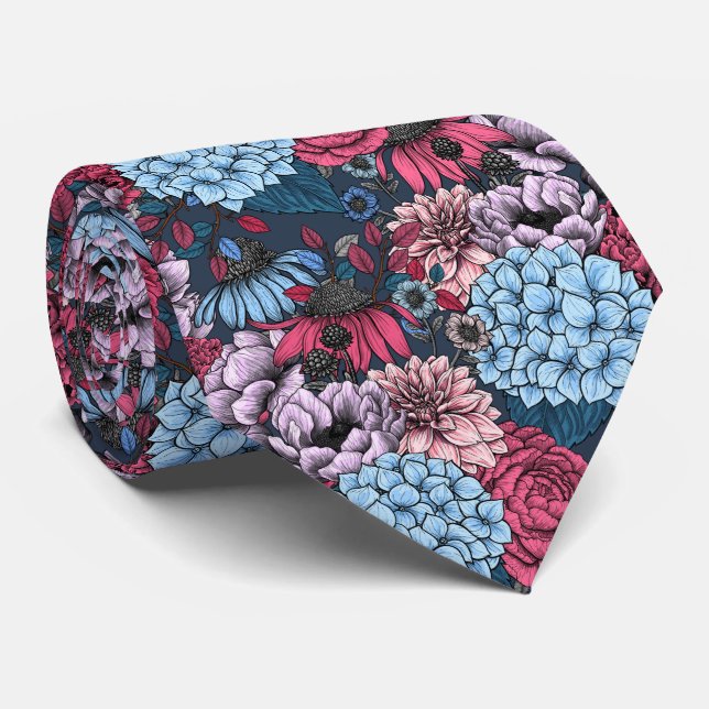 Garden florals neck tie (Rolled)