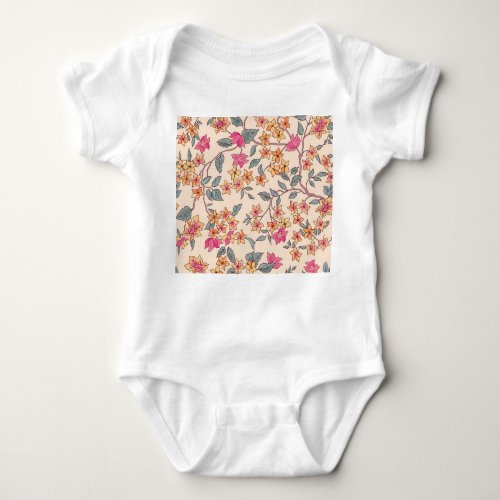 Garden Flourish Floral Seamless Pattern Baby Bodysuit