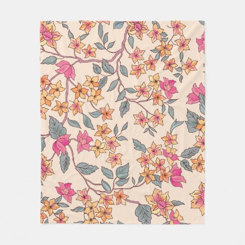 Garden Flourish Floral Seamless Pattern Fleece Blanket