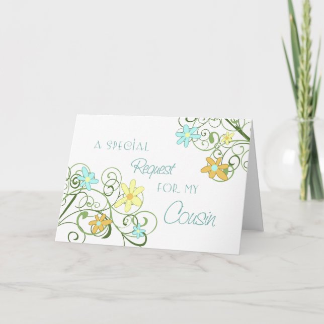 Garden Flower Cousin Bridesmaid Invitation Card (Front)