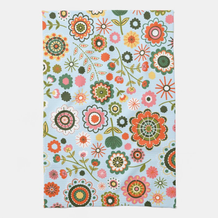 Garden flower drawings towel