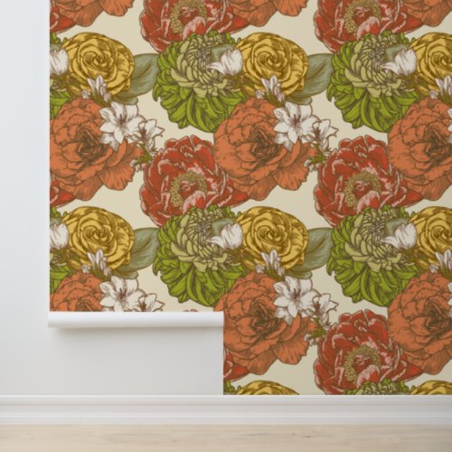 Garden Flower Pattern Wallpaper