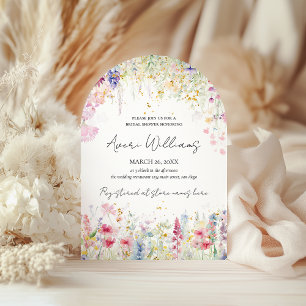 Garden Flower Watercolor Modern Boho Bridal Shower Invitation