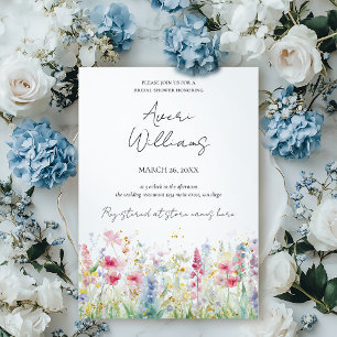 Garden Flower Watercolor Modern Boho Bridal Shower Invitation