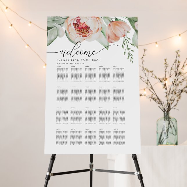 Garden Flower Wedding Seating Chart Foam Board (In Situ (Stand))
