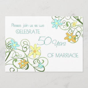 Garden Flowers 50th Anniversary Invitation Card