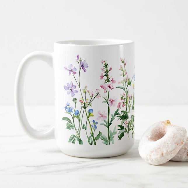 Garden Flowers Aesthetic Cup 🌼 coffee mug 15oz (With Donut)