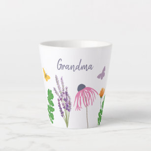 Garden Flowers and Butterflies Grandma Birthday Latte Mug