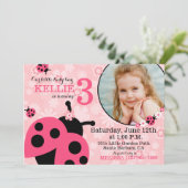 Garden flowers and Lady Bugs Birthday Invite (Standing Front)