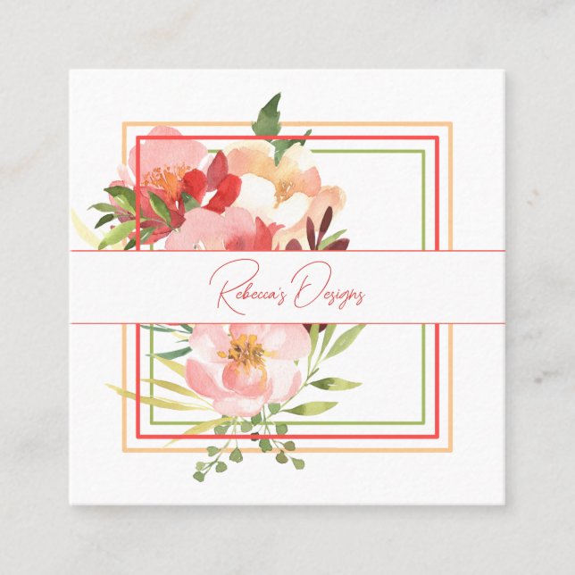 Garden Flowers and Triple Frame Business Card (Front)