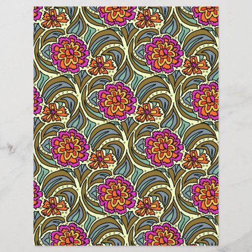 Garden Flowers Art Pattern Scrapbook Paper