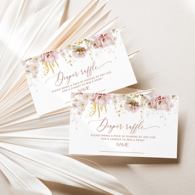Garden flowers boho diaper raffle ticket enclosure card (Creator Uploaded)