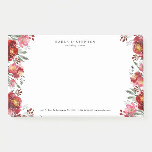 Garden Flowers Border Deep_red  Green Post_it Notes