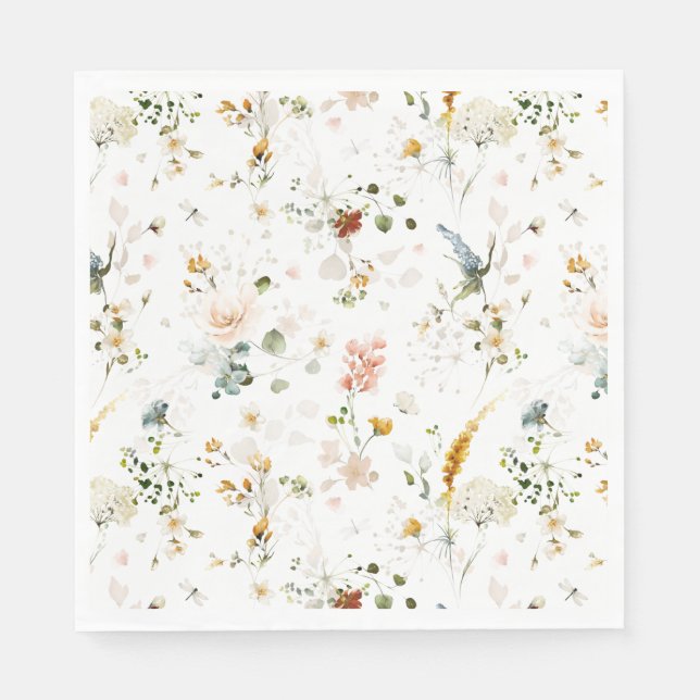 Garden Flowers Botanical Bridal Shower  Napkins (Front)