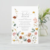 Garden Flowers Botanical Script Bridal Shower  Invitation (Standing Front)