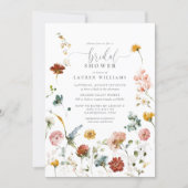 Garden Flowers Botanical Script Bridal Shower  Invitation (Front)