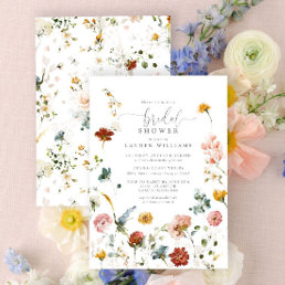 Garden Flowers Botanical Script Bridal Shower  Invitation