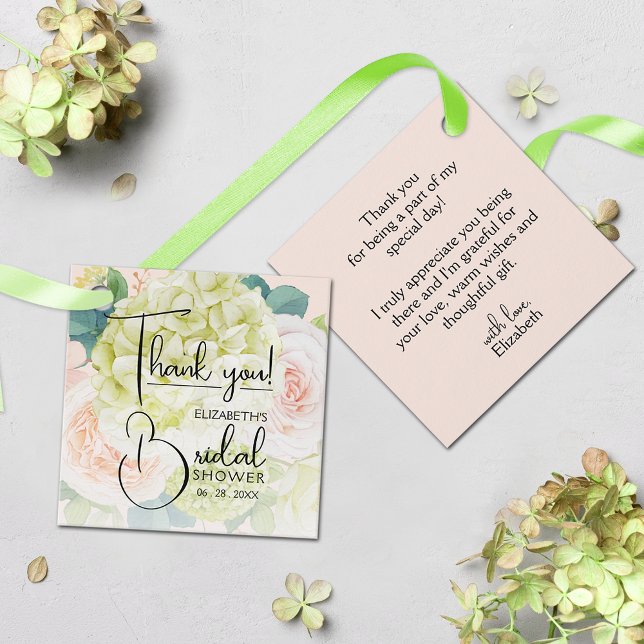 Garden Flowers Bridal Shower Favor Tags (Blush Pink Bridal Shower Thank You Favor Tags 2" x 2" (your message on the back))